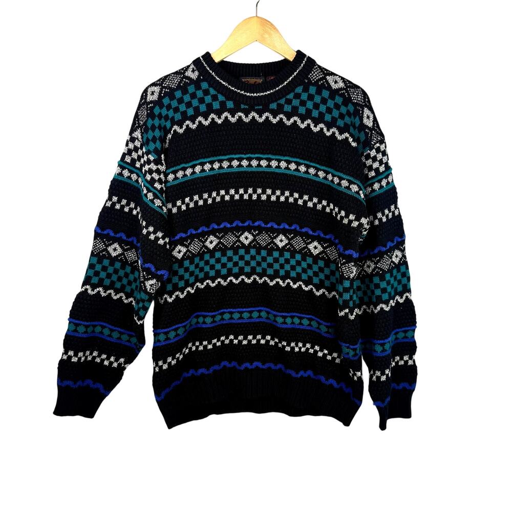 Vintage Lightning Bolt Knit Sweater Large